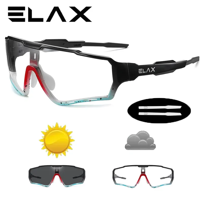 Zonnebril ELAX NIEUW FOTOCHROOM FICLIC FICK BIKE Glazen sport zonnebril Men Dames MTB Bicycle bril fietsglazen