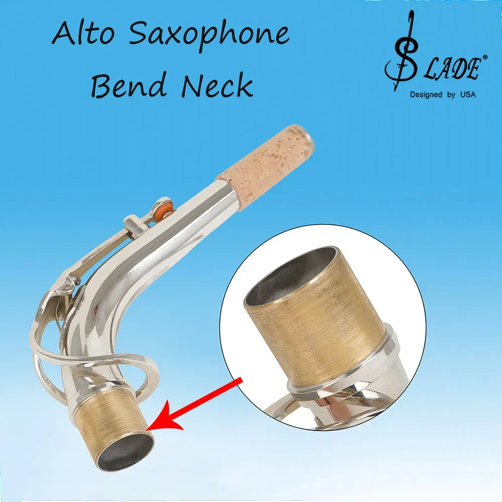 Saxophone High Quality Alto Saxophone Bend Neck Brass Silver Plated Alto Orifice 2.5cm Bend Neck Woodwind Instrument Accessories Parts