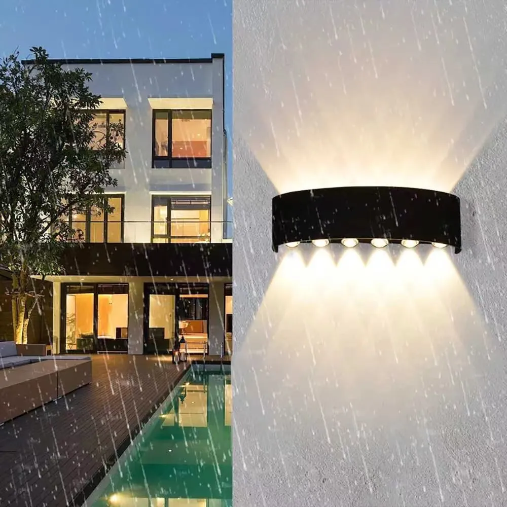 4pcs Luz de parede LED 85-265V IP65 Lâmpada de parede de alumínio à prova d'água para lâmpadas de espelho de quarto do jardim da escada externa da escada externa