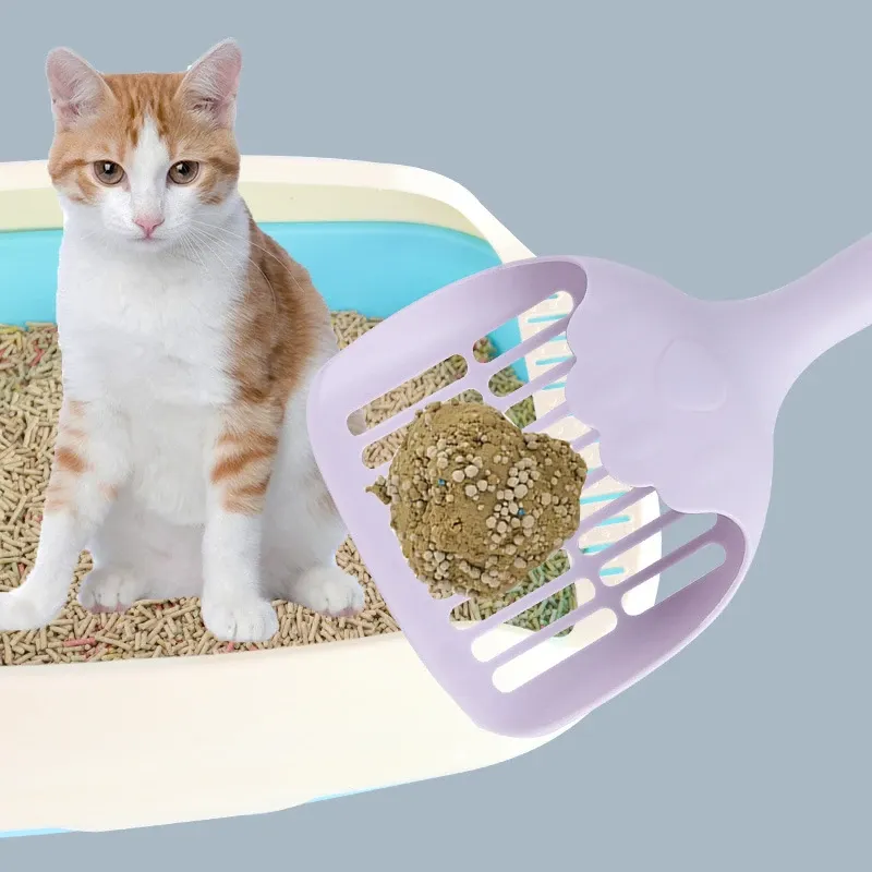 Hausbrecher großer Katzenstreu Schaufel lila einfache Katzen Toilettenschaufel mit Haken Katzenstrauderzubehör Tierreinigungsmittel Katteskovle