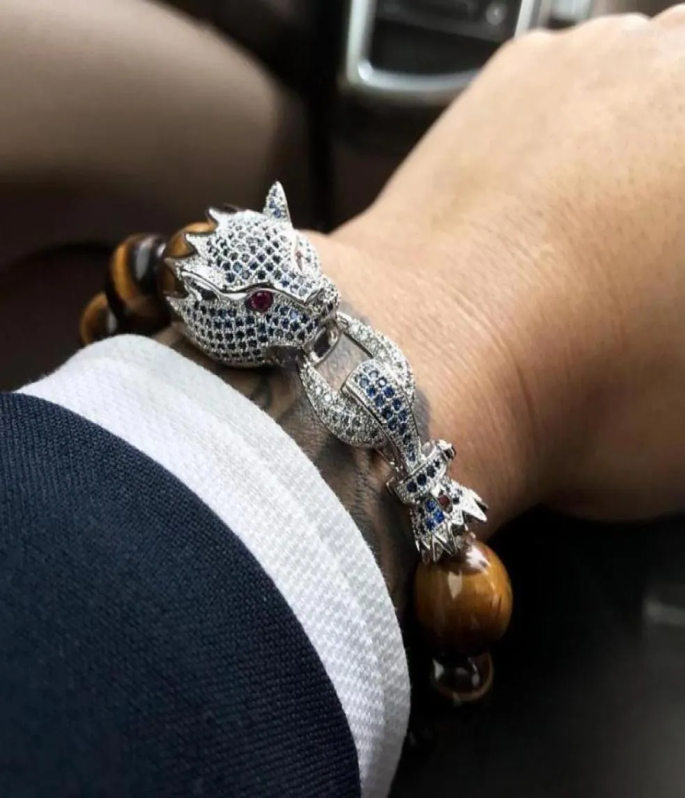 Bracelets de charme Bracelet de pierre d'oeil Tiger Tiger Men Femmes Femmes Luxury Dragon Clasp Perles faites à la main Bijoux de mode Gift Mens 2022Charm 1936018