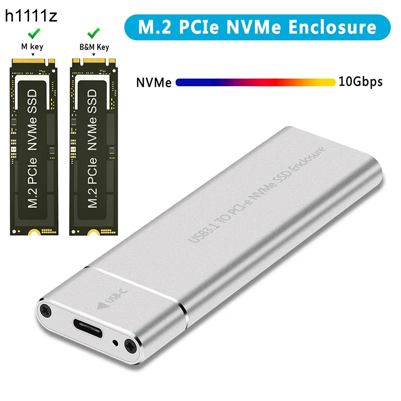 Gabinete novo NVME M2 SSD Casos externos Casos externos SSD NVME PCIE 10Gbps USB 3.1 Gen2 USB C Caixa de alumínio do adaptador M.2 NVME SSD Caso SSD