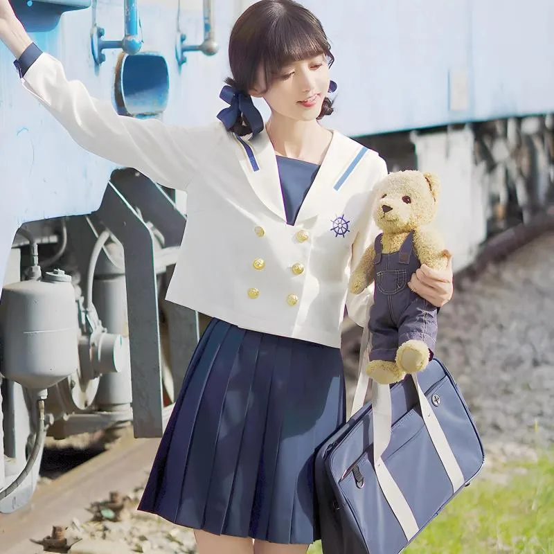 Kläder sätter japanska koreanska JK Uniform Nautical Girl School Female Student Class Sailor Cosplay