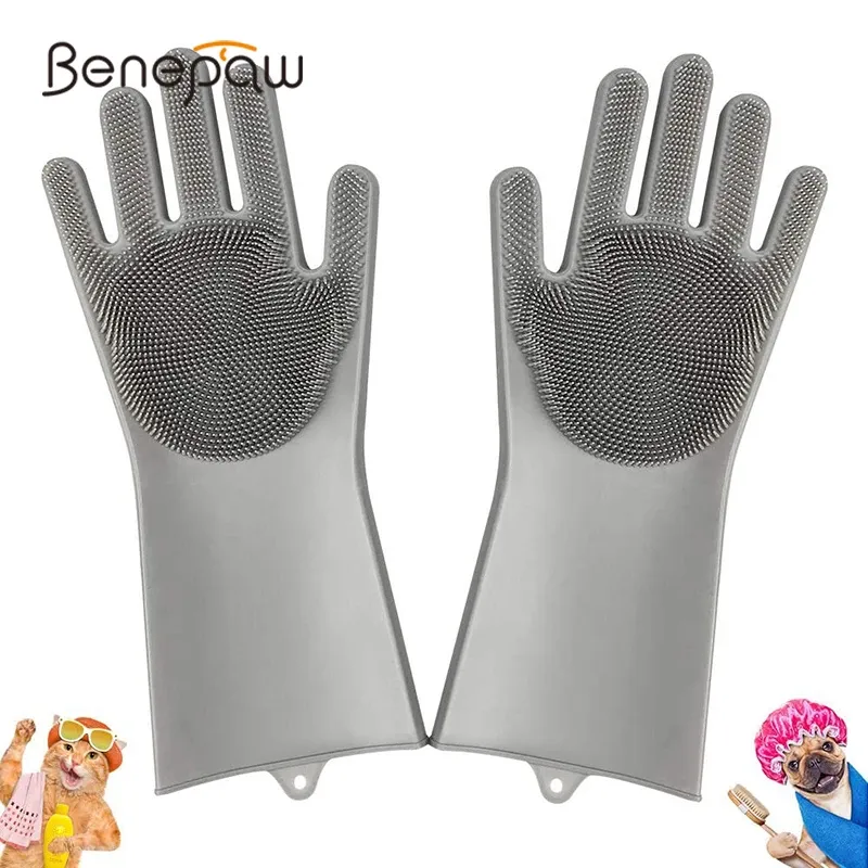 Combs Benepaw Massage Hair Remove Dog Glove AntiBite AntiScratch Silicone Pet Grooming Brush For For Shedding Pet Shower Scrubbing