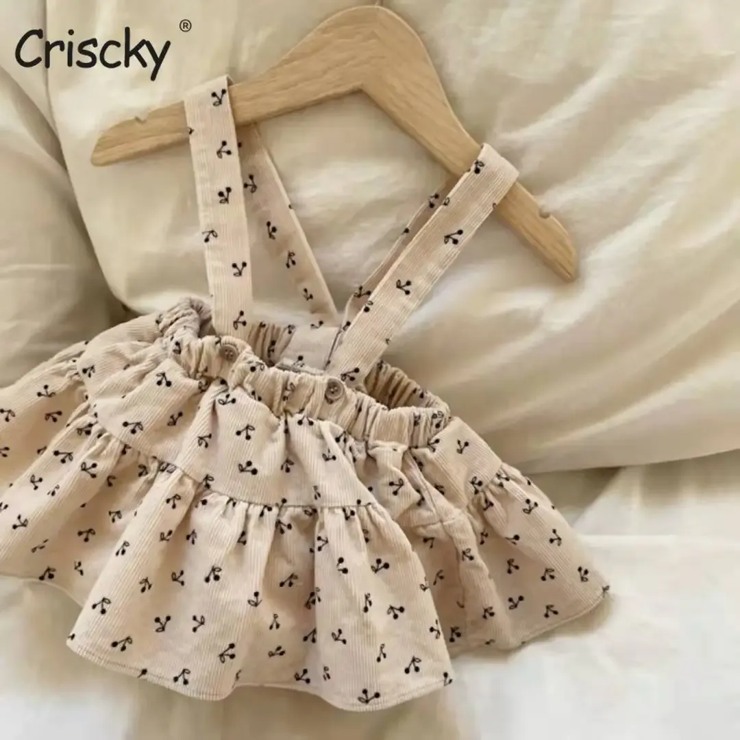 One-Pieces Criscky Baby Girl Corduroy Suspender Dress Autumn Spring Winter Infant Toddler Child Cotton Strap Skirt Outfit Baby Clothes