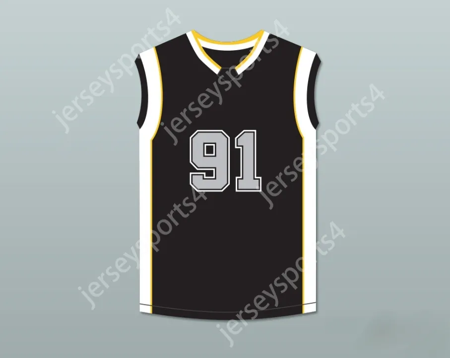 Anpassad valfri namnnummer Mens Youth/Kids Dennis Rodman Warden 91 Black Basketball Jersey The Comebacks Top Stitched S-6XL