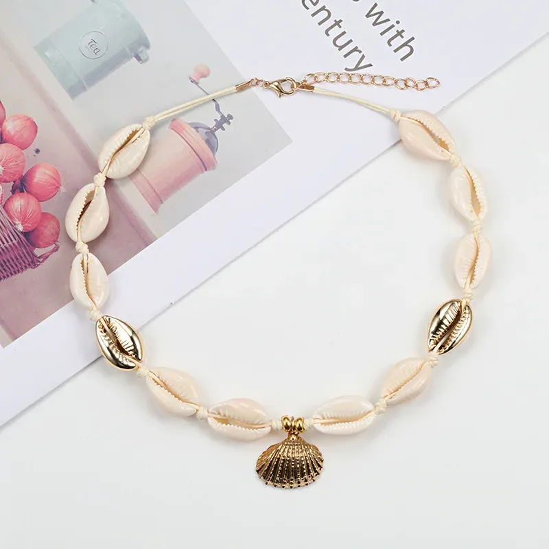 Naszyjniki naturalny naszyjnik dla kobiet białe skorupy z wisiorkiem mody mody damski biżuteria kobiet Kobiet Choker Summer Beach Gifts