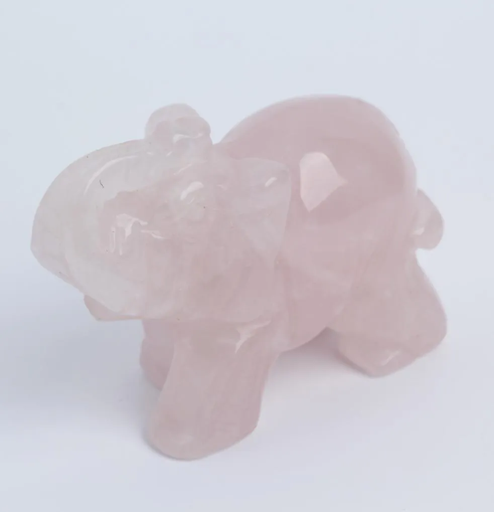 29 -quot róża Pquartz Crystal Elephant Figurina Rzeźbia Kamienna długowieczność czakra leczenie reiki kamienie rzeźbione Crystal Elephant9411631