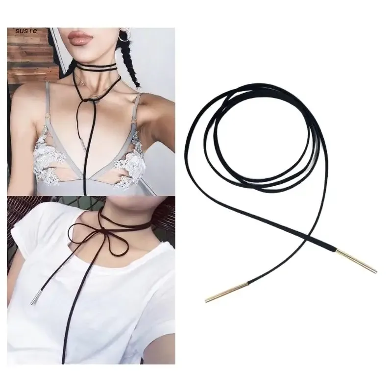 Kettingen x7ya gevlochten cord zwarte choker bowknot touw ketting ketting unisex sieraden voor vrouwen