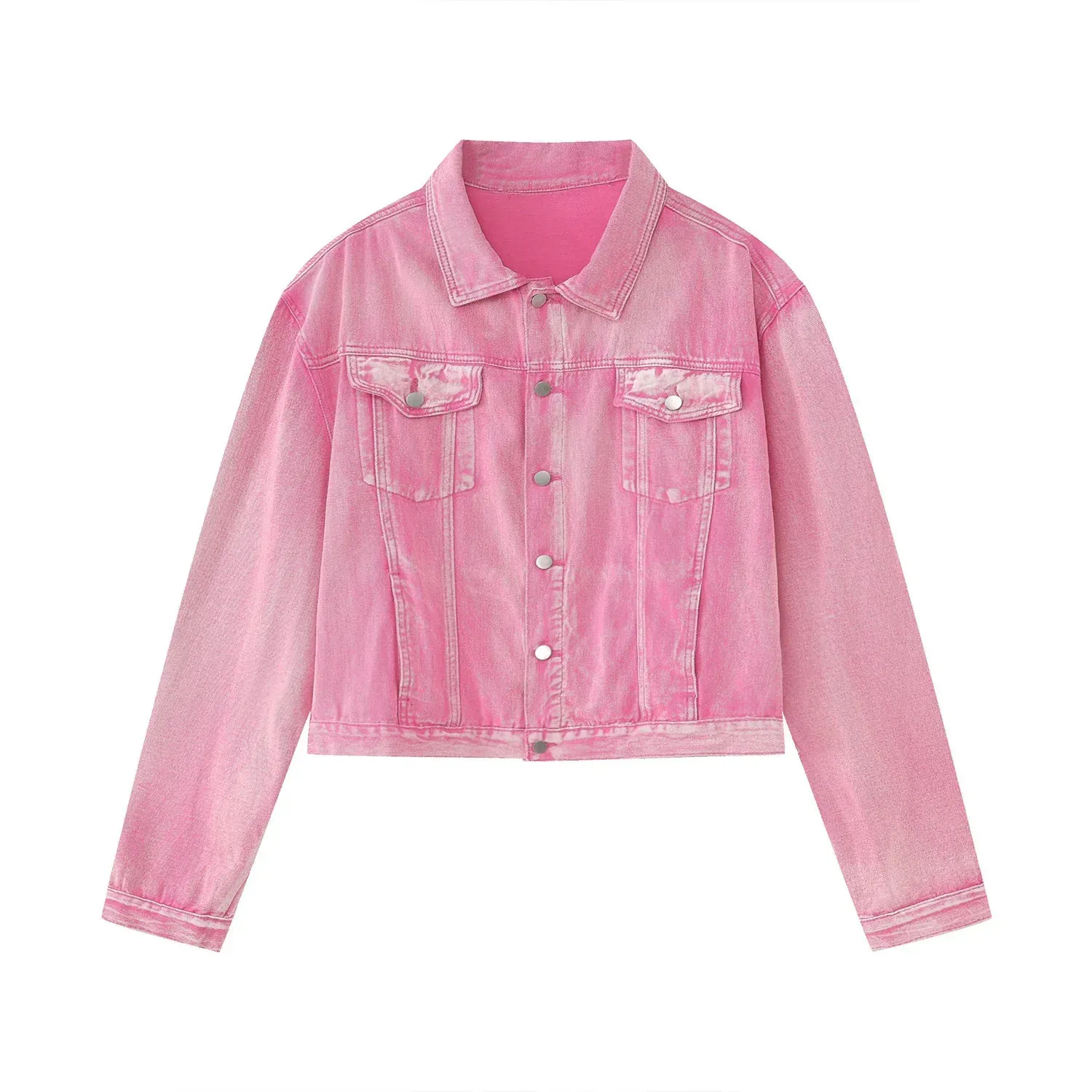 ★Wai Kei★ Cut line color denim pink YK22HSPT01 Korean Fashion Pink denim on denim set for Men and Women