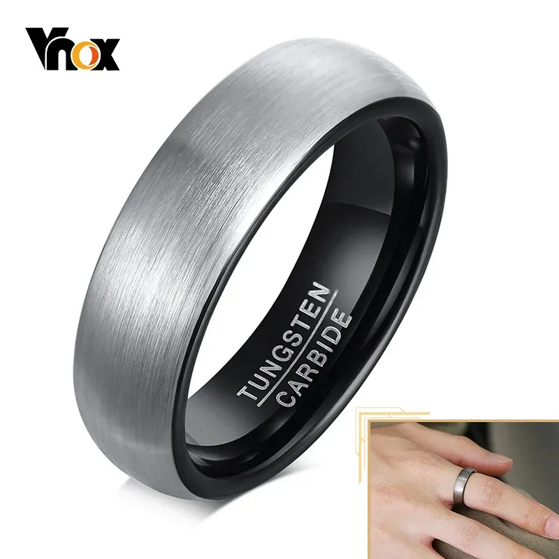 Bande Vnox Basic 6mm Men Wedding Tungsteno Anello in carburo di tungsteno, gioielli con dita minimalisti finiti