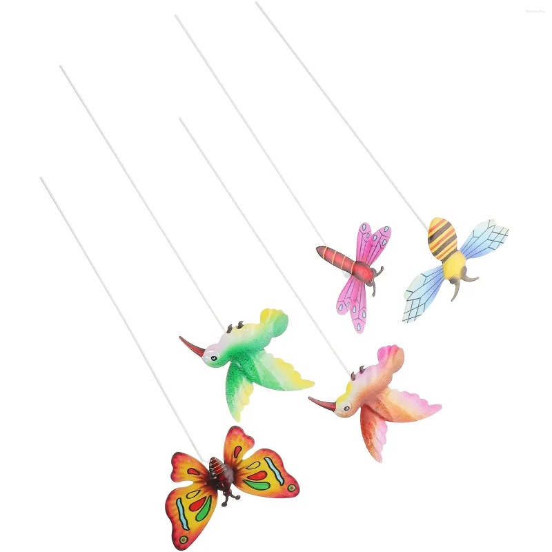 Garden Decorations Iron Hummingbird Butterfly Yard Ornaments Stakes With Sticks Sign Patio Decor Decoration Decorative Bee
