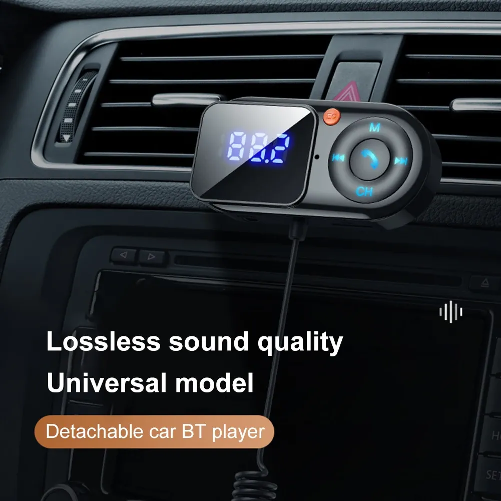 Адаптер FM -передатчик модулятор автомобиль MP3 -плеер приемник 3,5 мм Aux Bluetooth Беспроводной радиоприемник Большой ЖК -экран handsfree tf card