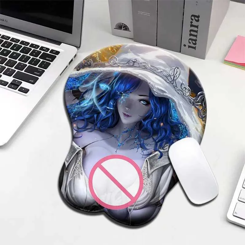 Muskuddar handled vilar ranni melina 3d mousepad hand handled vila sexig mjuk kiseldioxid gel silikon mus pad matta oppai kontor otaku gåva y240423