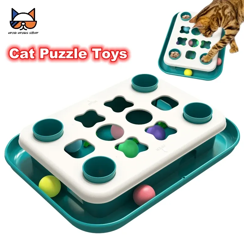 Toys Cat Puzzle Feeder Toy Langsamer Lebensmittelspender mit lustigen Bällen Katzen behandeln interaktive Spielstufe 12 mentale Stimulationsschatzkiste