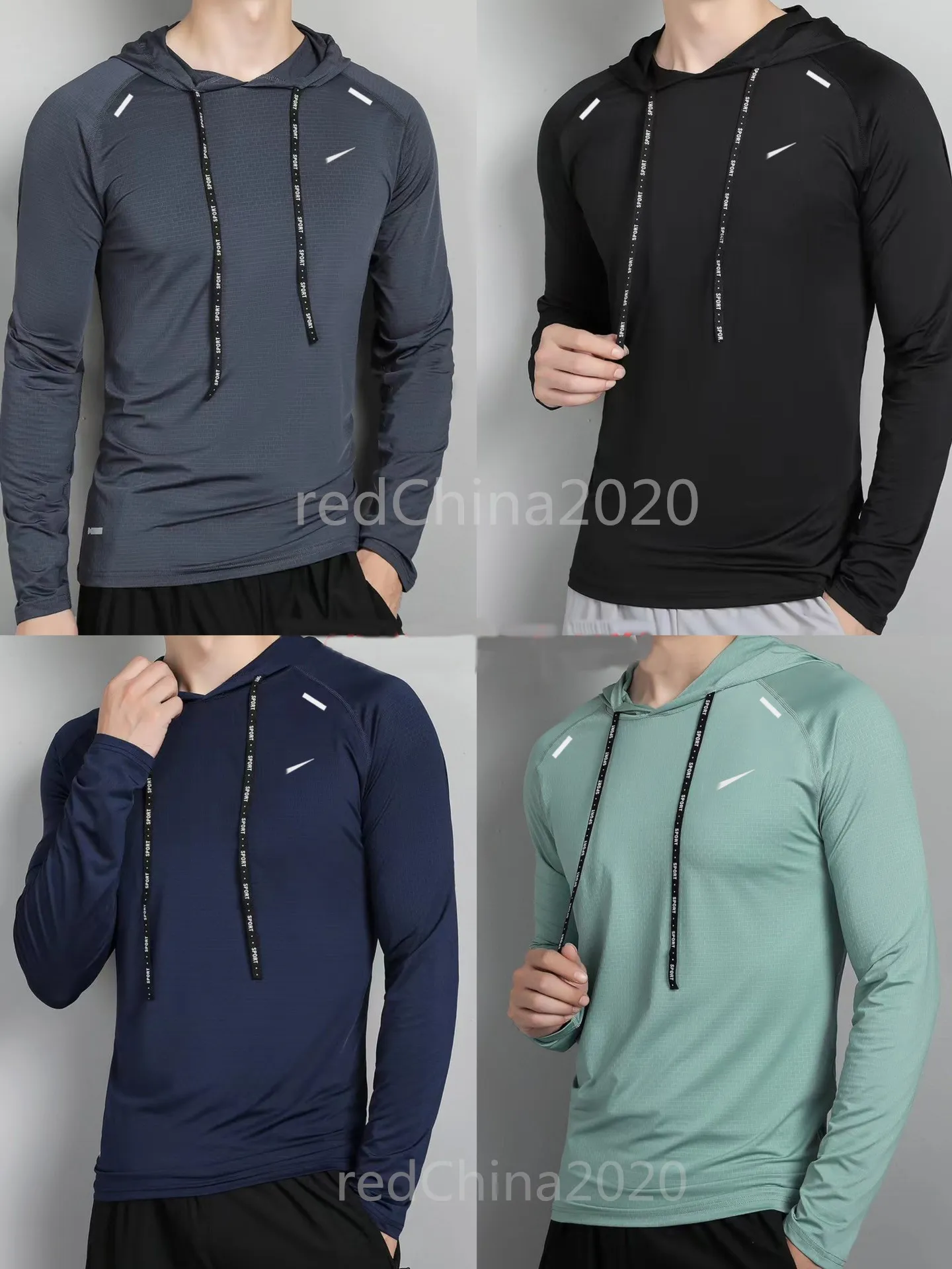 Brand gym quick drying clothes men's summer loose long sleeved t-shirts Sportwear breathable Tracksuit sweatshirt Hoodies wicking fitness leisure Elastic t-shirt 03