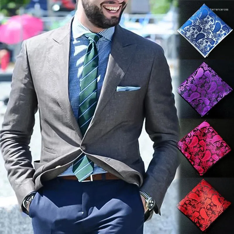 Bow Ties Vintage Men näsdukdräkt kappa fickficka elegant siden blommig broderi bröllop affärsfest tillbehör