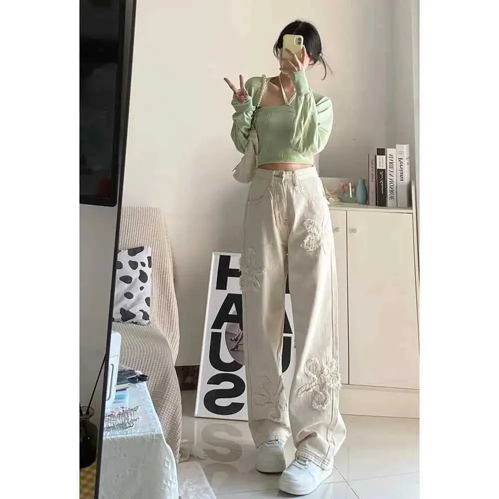 Women's Jeans High Waisted Jeans Woman High Strt Vintage Casual Women Jeans Harajuku Casual Straight Trousers Loose Wide Leg Female Pants Y240422