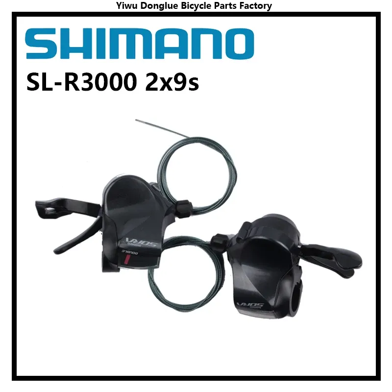 Delar Shimano Sora R3000 Shifter Spak 2x9 3x9 Speed ​​Road Bike R3000 Shifters Triggle Ett par svart med kabelcykelcykeltillbehör