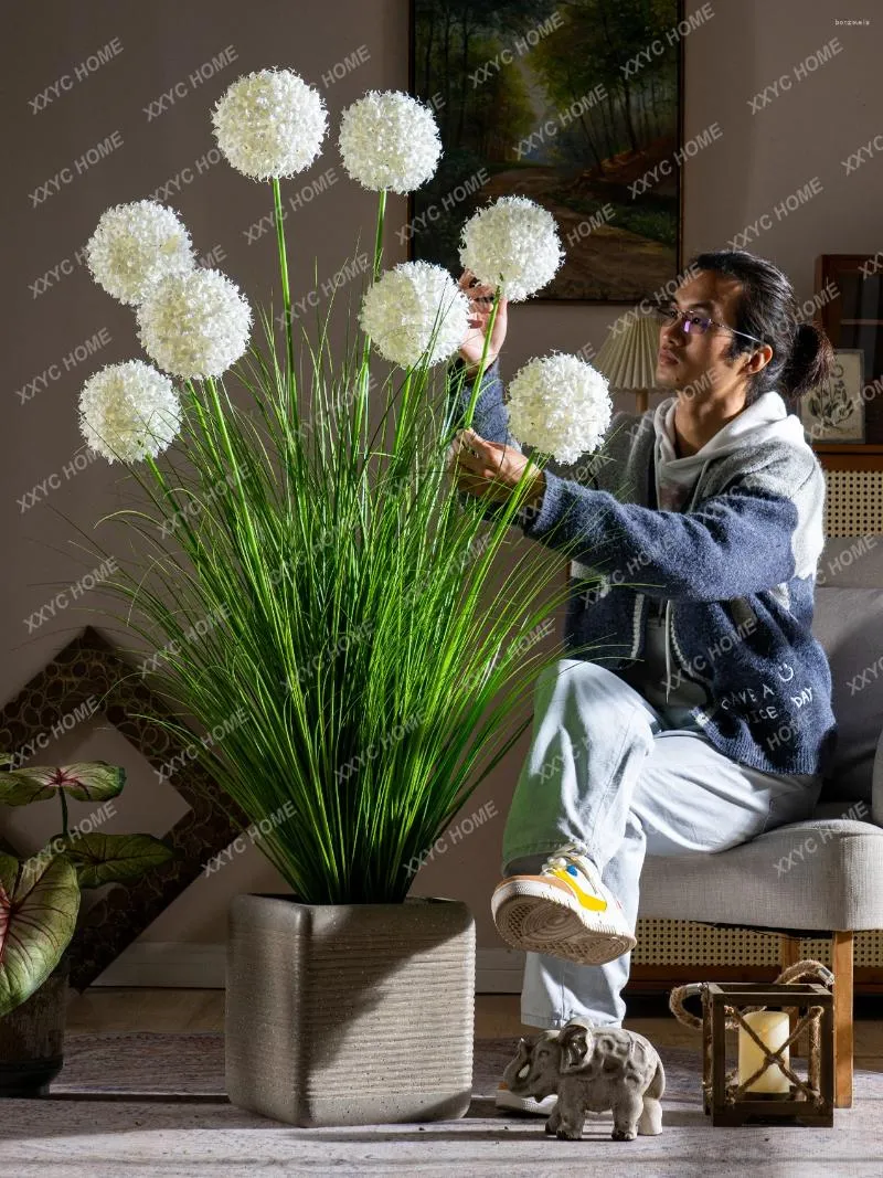 装飾的な花リードグラス人工花ハイドジャプラスチックツリーグリーン植物屋内バイオニックボールデコレーションランドスケープ