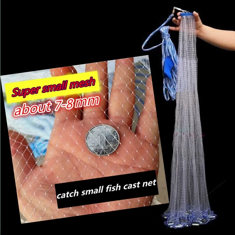 Accessories Finefish Catch Little Fish Net 78mm Small Mesh Hole Cast Net Sardines Fishing Network Usa Hand Throw Cast Net Outdoor Tool