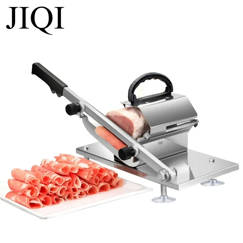 Grinders JIQI Meat slicer Manual Sliced cutting Machine Automatic delivery Frozen Beef Mutton Roll Cutter for Kitchen commercial