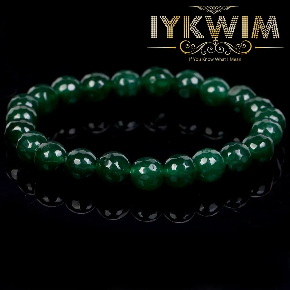 Stränge Natursteinarmbandgrün facettiert Smaragd Jades Perlen Schmuck Geschenk für Männer Magnetische Gesundheit Schutz Frauen Elastizität Faden
