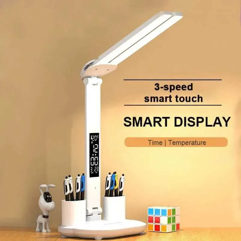 LED Clock Table Lamp USB Chargeable Dimmable Desk... From Casual_love_l ...