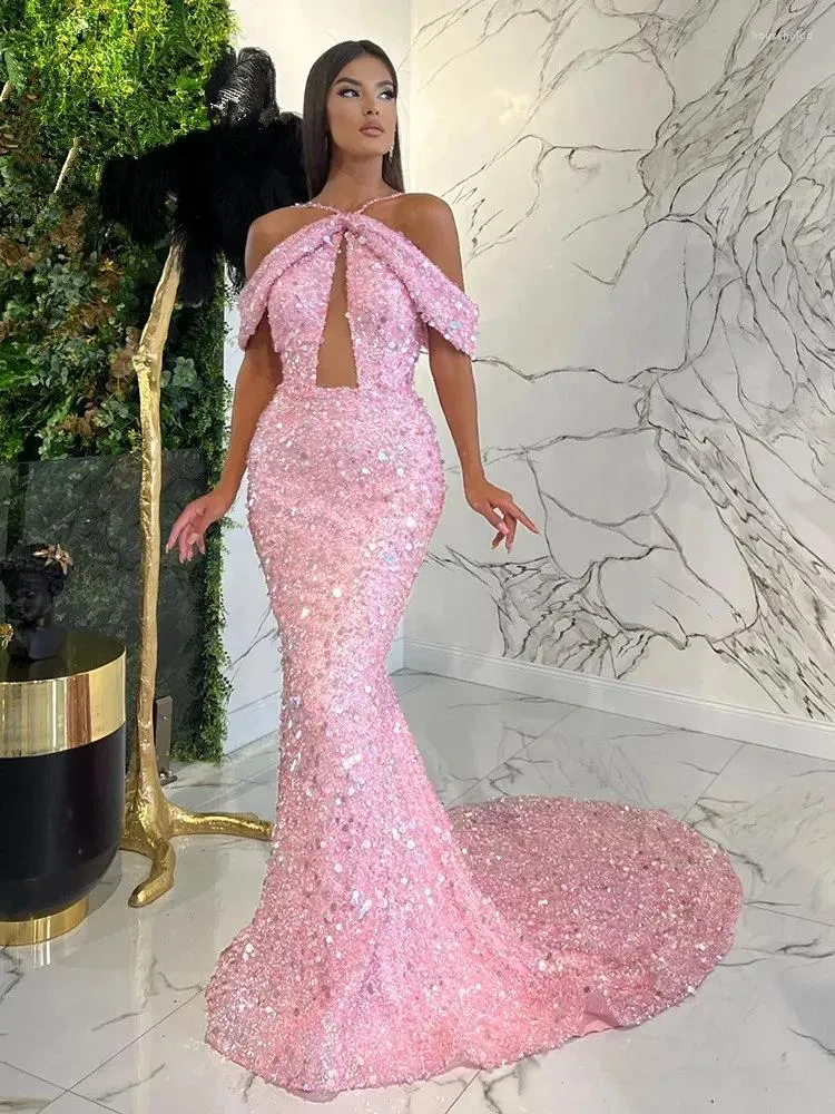 Casual Dresses Sparkly Women Pink Mesh Cut Out Off Shoulder Sexy Maxi Long Dress Elegant Evening Party Celebrity Club Prom Gowns Vestido