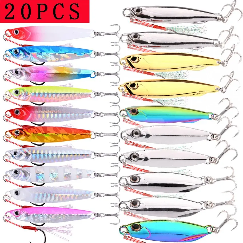 Accessoires 20pcs Papares métalliques L les leurres de pêche ensemble 60g 80g Tolling BAITS BASS BASS BASS BAIT TACK LET