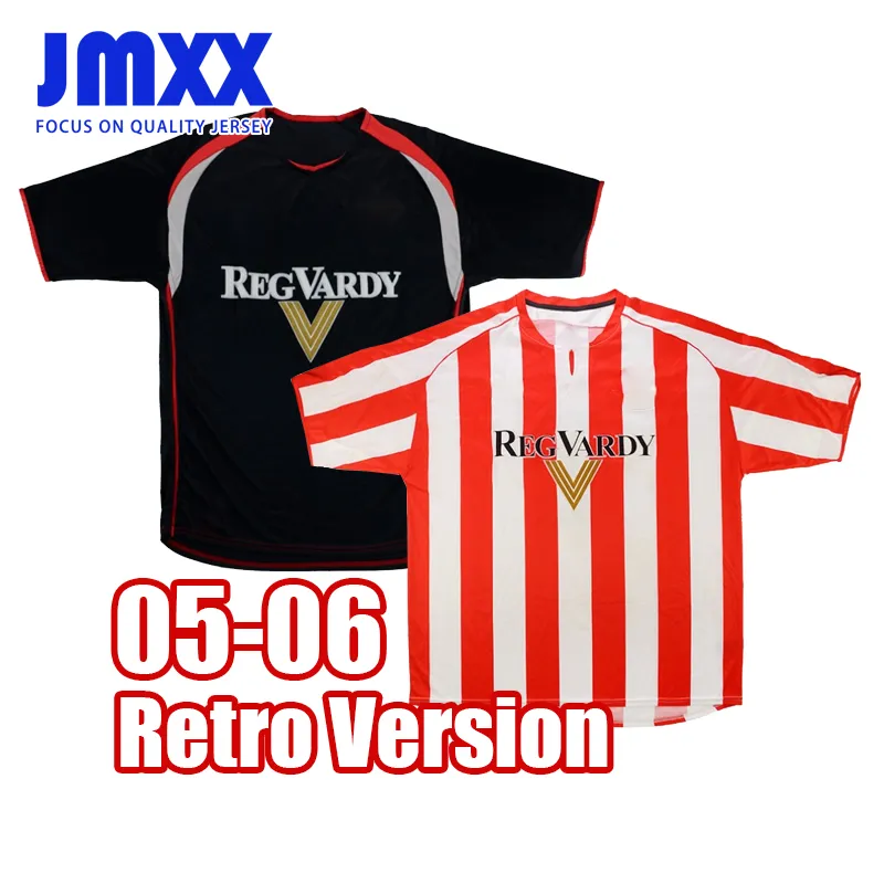 JMXX 05-06サンダーランドレトロサッカージャージホームアウェイメンズユニフォームジャージーマンフットボールシャツ2005 2006ファンバージョン