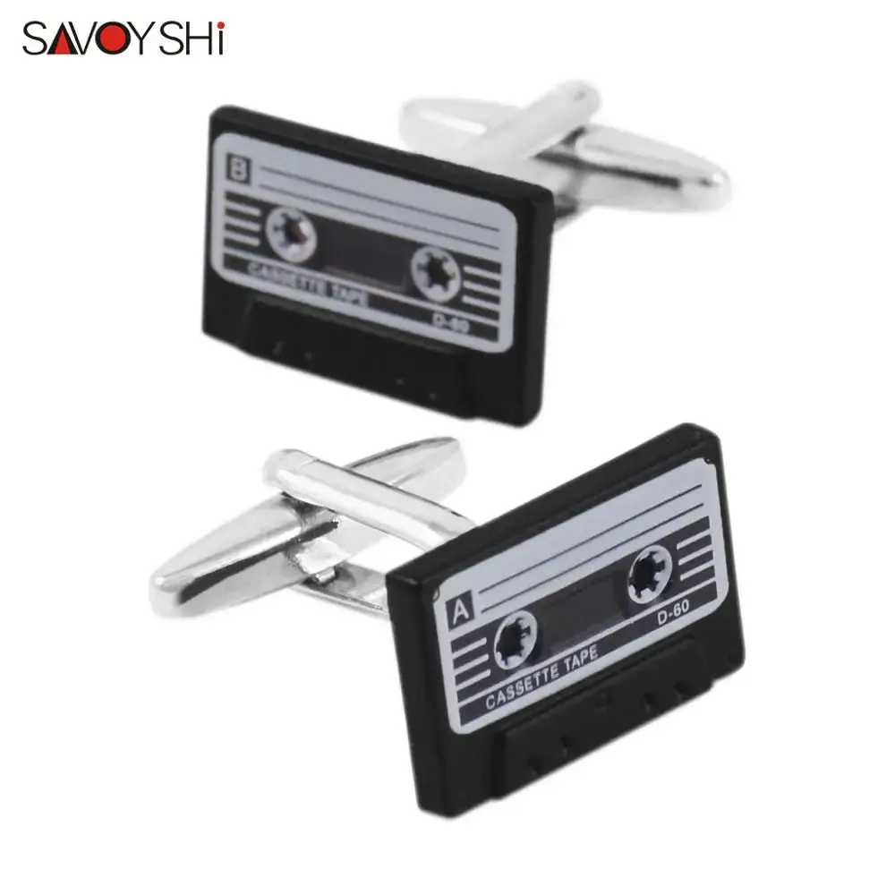 Links SAVOYSHI Cufflinks for Mens Gift French Shirt Cuffs Accessories Black Vintage Magnetic Tape Design