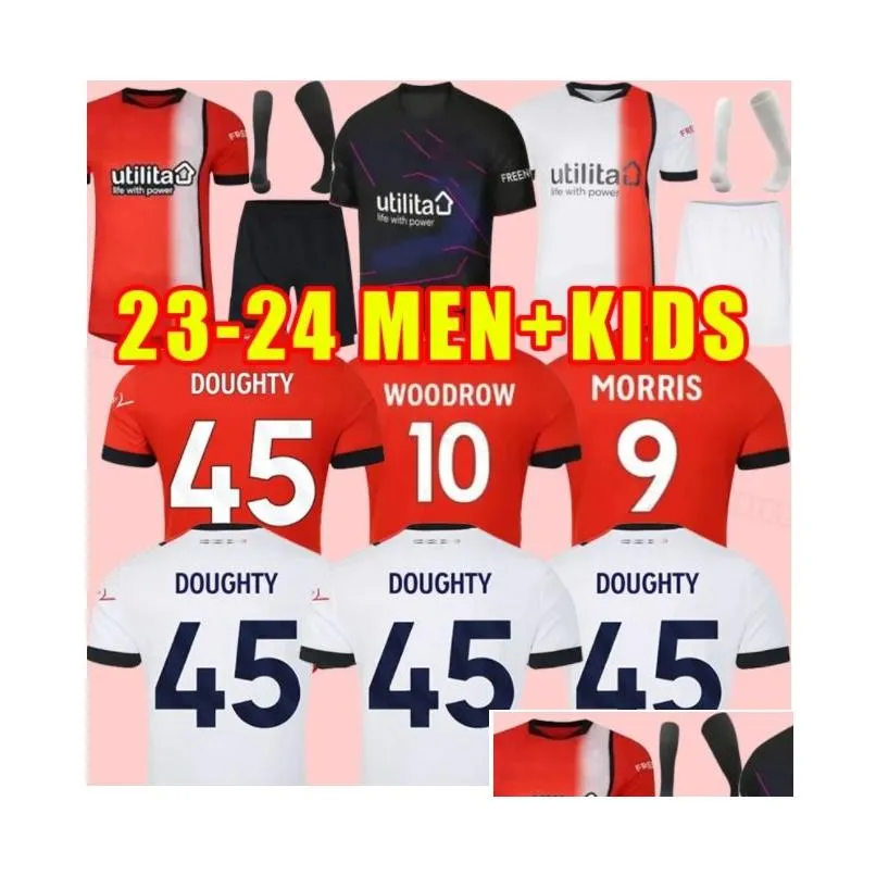 Jerseys de football 23 24 Luton Town Kid Kit à la maison à l'extérieur Troisième 3e formation 2023 2024 Football Shirt Fan Player Version Maillot Foot Morris Dhczy