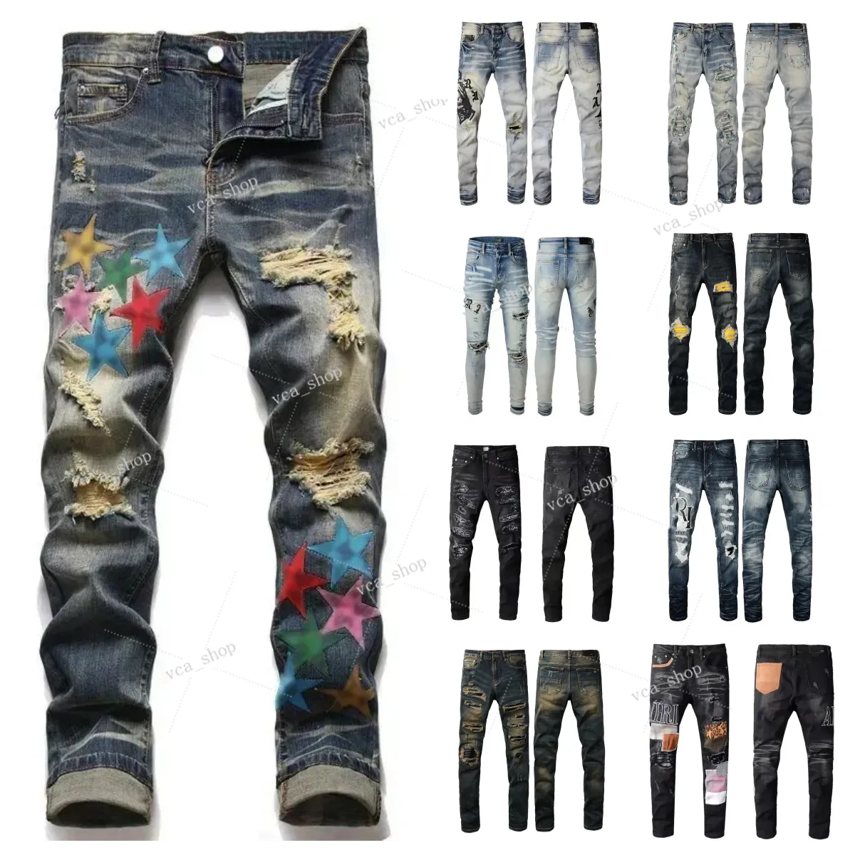 Designer jeans mens lila jeans män kvinnor byxor lila ksubi jeans high street lila retro färg fläck slim fötter mikro elastiska jeans hip-hop blixtlås jeans 112