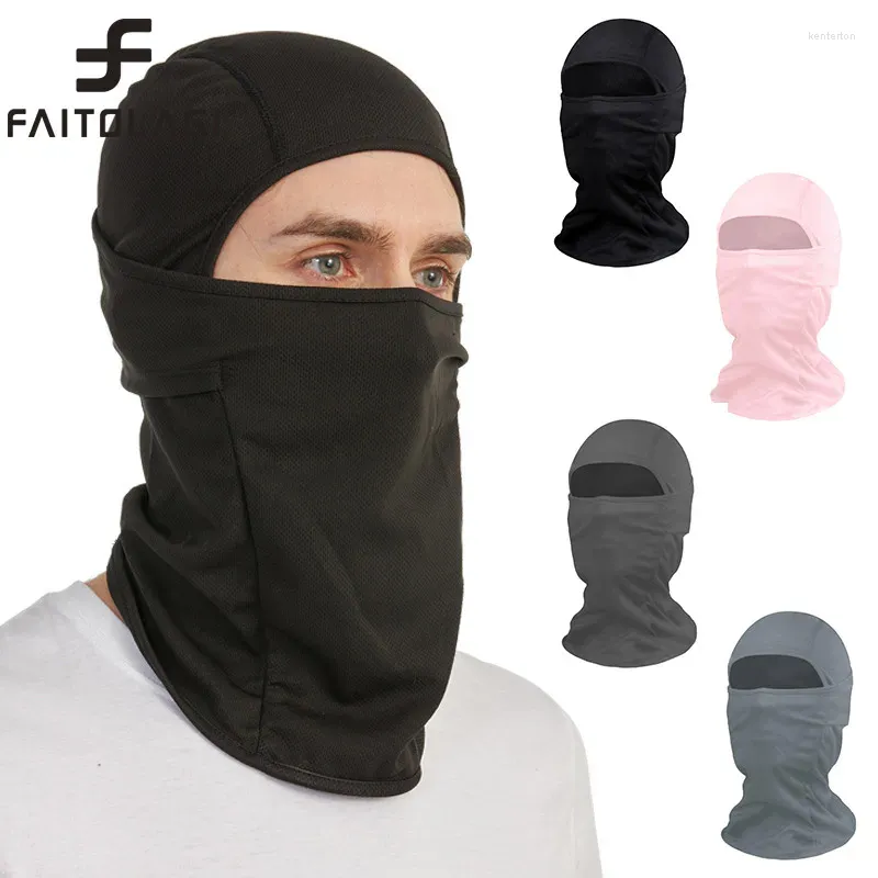 Basker hög elastisk lycra cykelkappslock halsskydd utomhus motorcykel huvud täcker sommar silk ansiktsmask ridning anti-uv solhatt