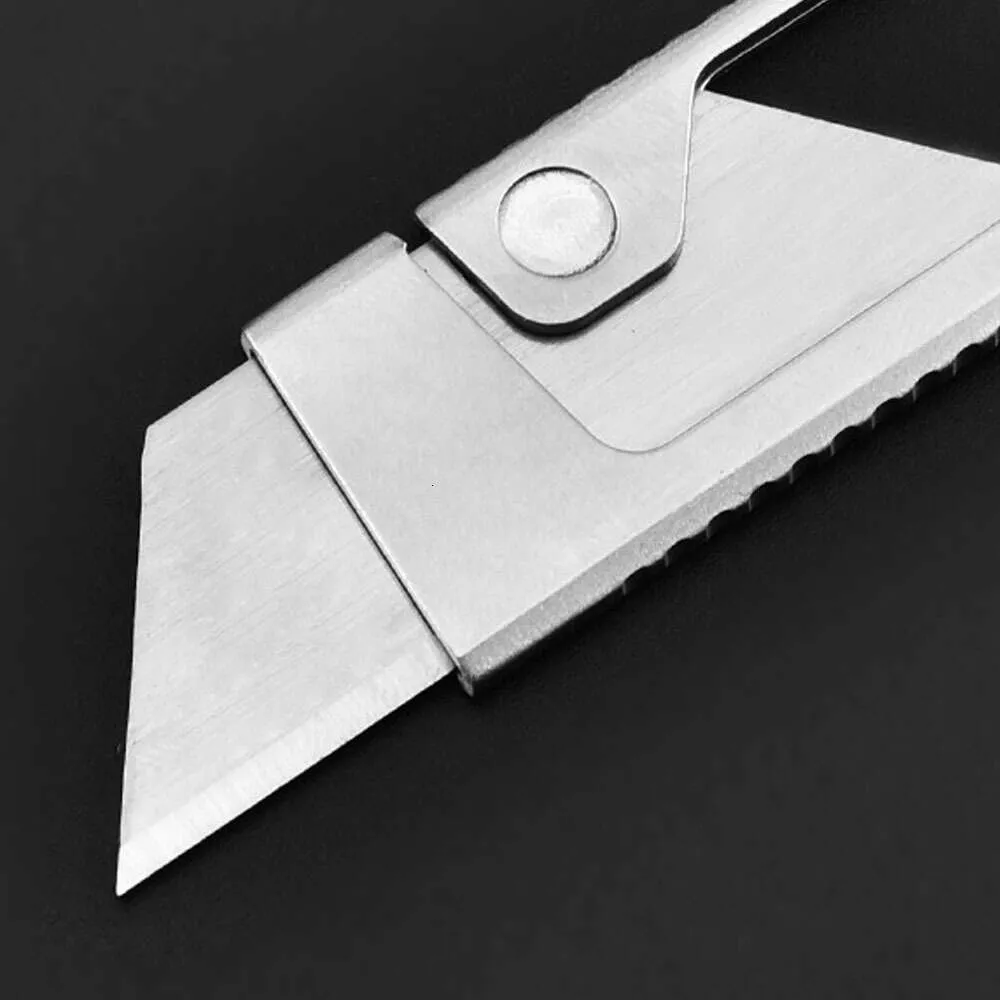 Stainless Steel 3cr13 Sliding Blade Utility Knife EDC Keychain Mini Box Cutter Replaceable Blade Small Folding Pocket Knife