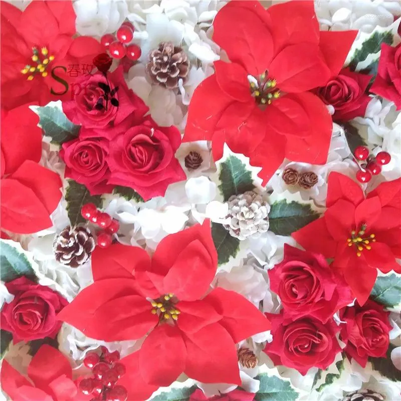 Dekorativa blommor SPR 10st/Lot Artificial Silk Arrangemang Julblommor Vägg för bröllop Bakgrunds bågsbord Flowe