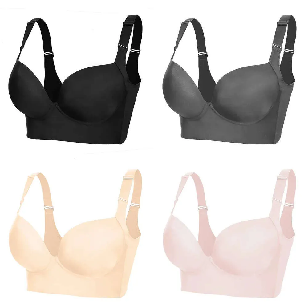 Плюс Bras Size Bras Women Hide Back Latch Thoughtear Shpaer Incorporated Полное покрытие Deep Cup Sexy Push Up Bra Lingrie 220511