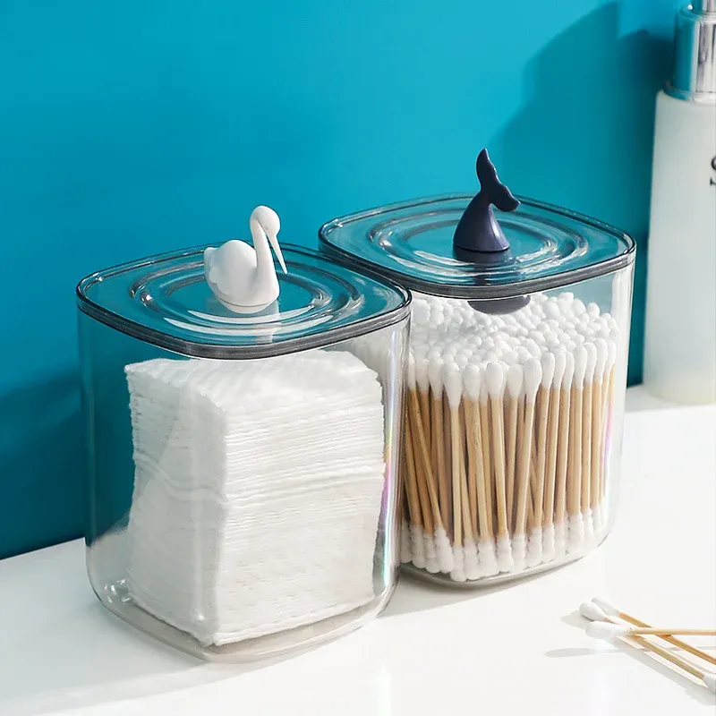 Bins Whale Makeup Cotton Pads Organizer Desktop Cotton Swab Storage Holder Box Cosmetic Container smycken Arrangör Fall