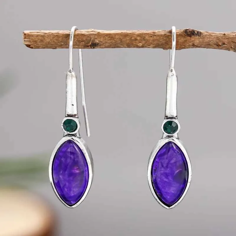 Charm Elegant Purple Crystal Womens Earrings Fashion Bride Engagement Wedding Drop Earrings Jewelry Birthday Party Anniversary Gifts Y240423