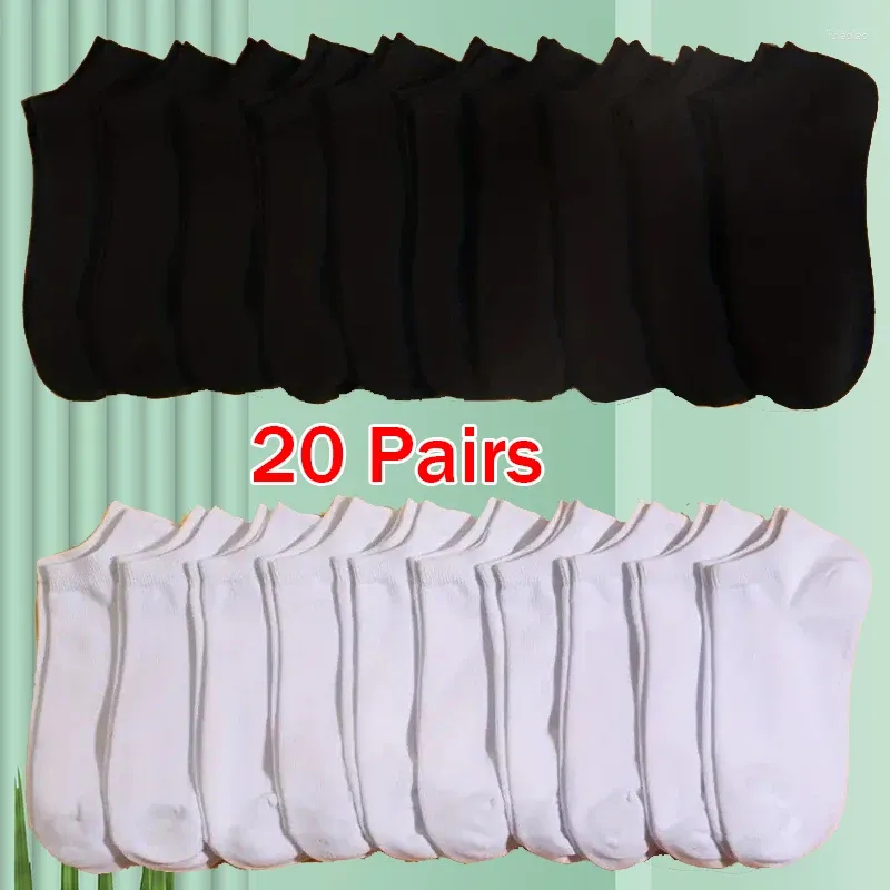Mulheres Socks 4/10/20 Pares de alta qualidade simples e macio leve e leve tornozelo de baixo corte para homens meias femininas meias