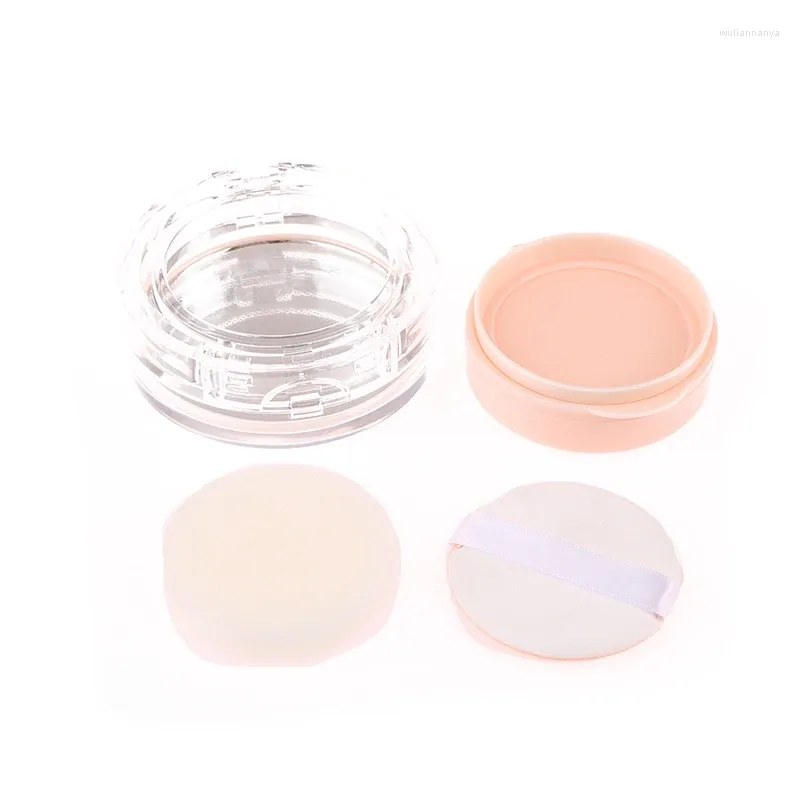 Storage Bottles Empty Loose Powder Box Portable Makeup Subpackage Case With Mirror Foundation Puff Jar For Ladies