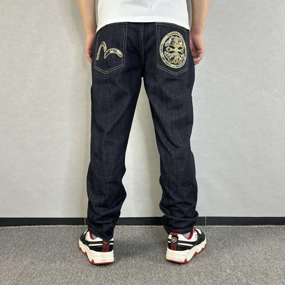Moling Fushen Jeans Fashion Brand Men's Loose Wave Small M Jacquard Novo calças pretas retas Casual 721161