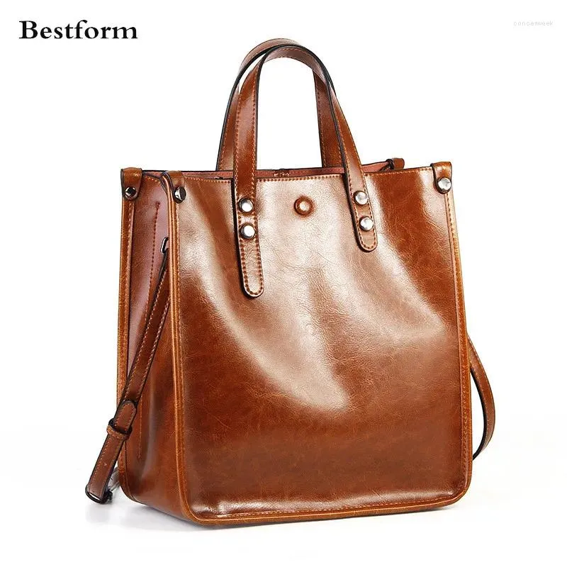 Bag 2024 Spring Style Split Leather Women's Fashion Oil Wax Cowhide Lady Big Single Shoulder Messenger Handbag