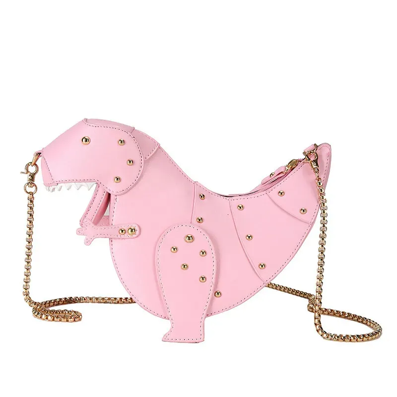 Trend mode 3d Dinosaur Design Rivets Pu Leather Girls Chain Purse Sac à bandoulière