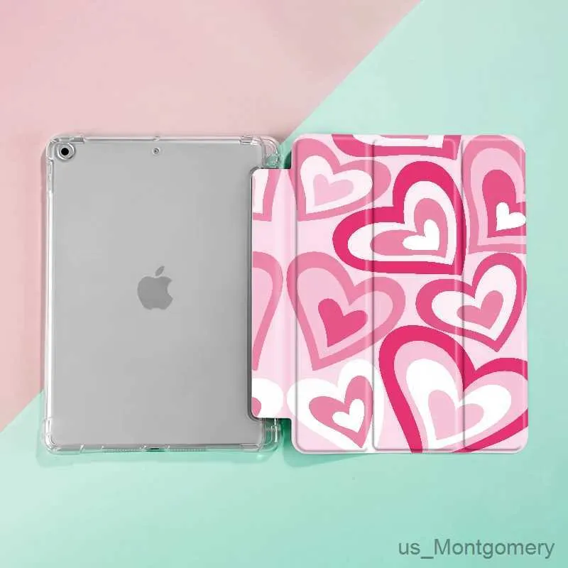 Case di tablet PC borse Case di cuori rosa compatibile con iPad da 9,7 pollici (6 °/5a generazione 2018/2017) Mini4/5 Air4/5 10.9in con supporto a penna