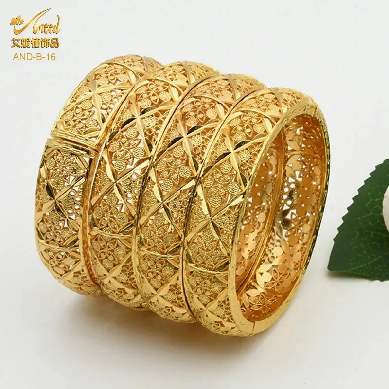 Luksusowy projektant Indian Gold Color Bangles for Women Arabic Fashion African Bransoleta Charm Egyptian Dubaj Bangle Turkish Jewelry 240423