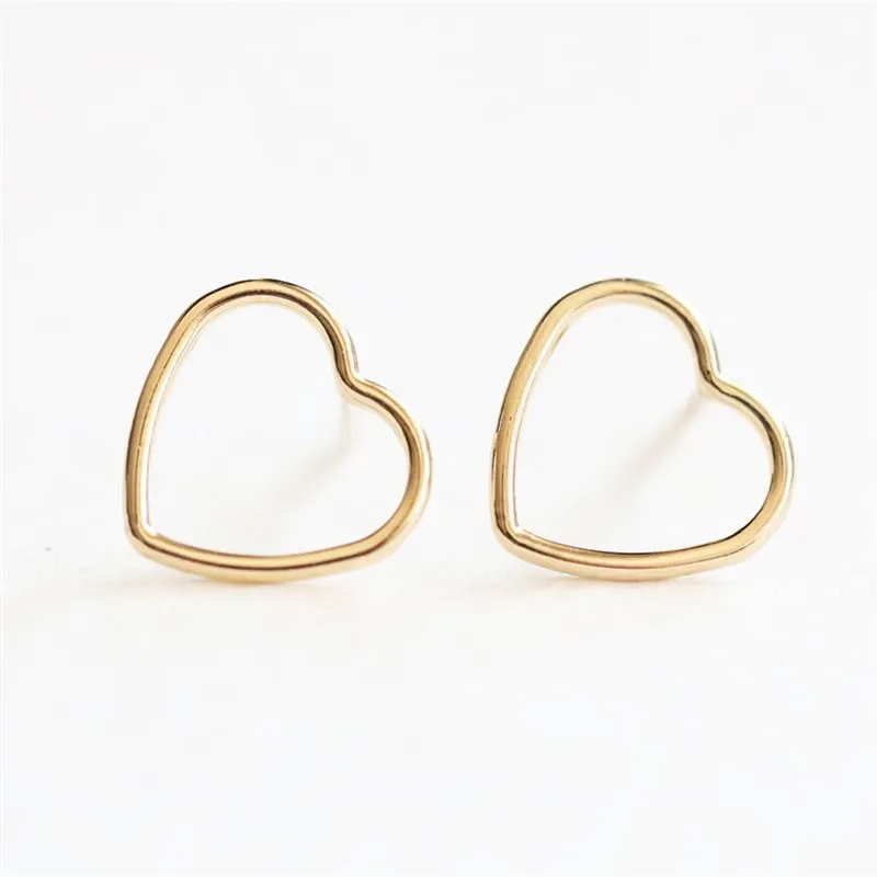 Earrings 14K Gold Filled 10mm Heart Earrings Minimalism Jewelry Gold Filled Stud Earrings Brincos Pendientes Oorbellen Boho Women Earring