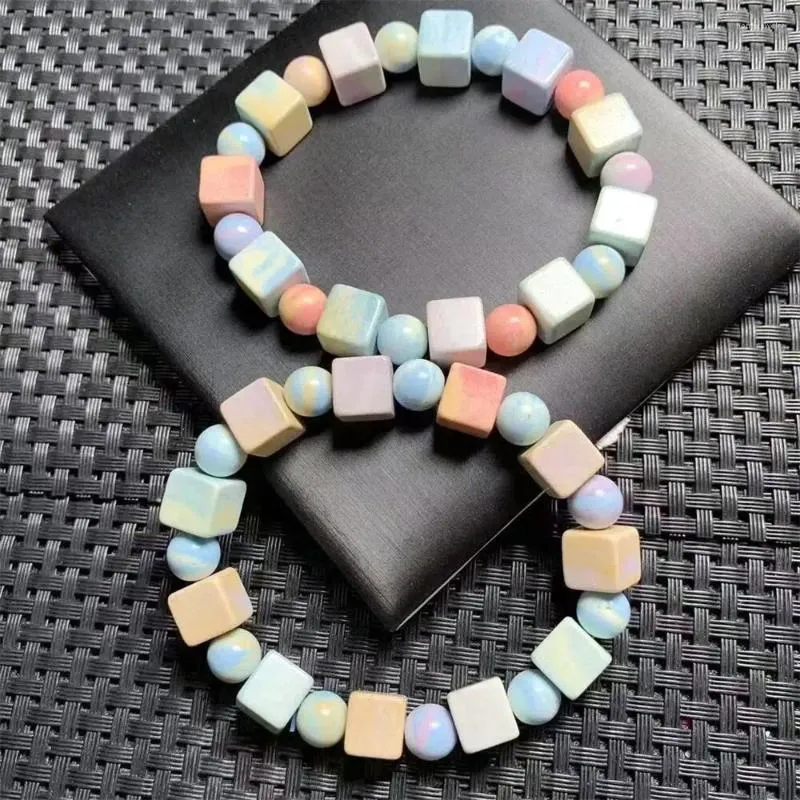 Link pulseiras naturais colorido cubo de cuba de ágata reiki cura de joias de moda de pedra para homens 1pcs
