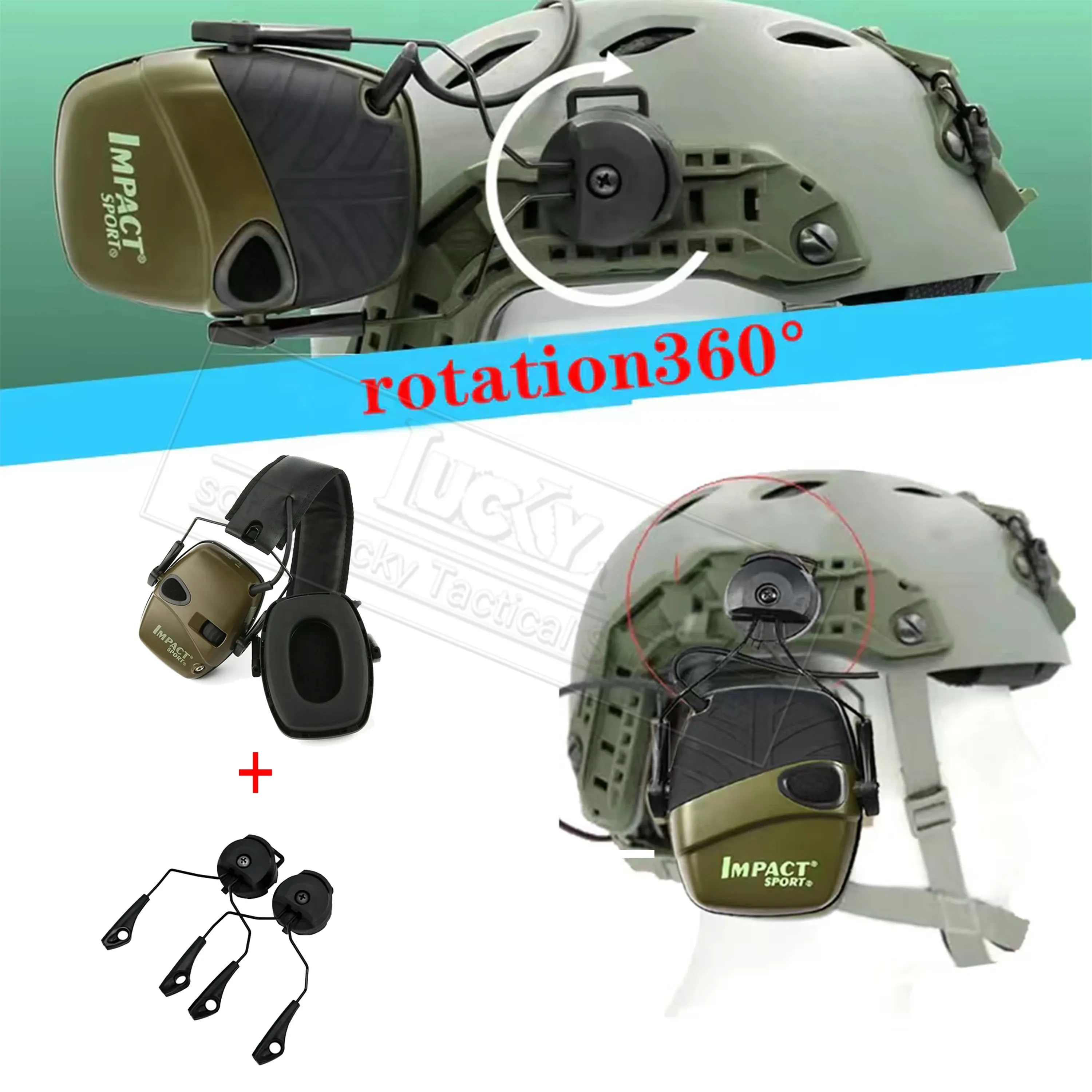 アクセサリーシューティングノイズリダース聴覚保護ヘッドセット軍事戦術的な電子イヤーマフ /アークオペスコアヘルメットレールアダプター